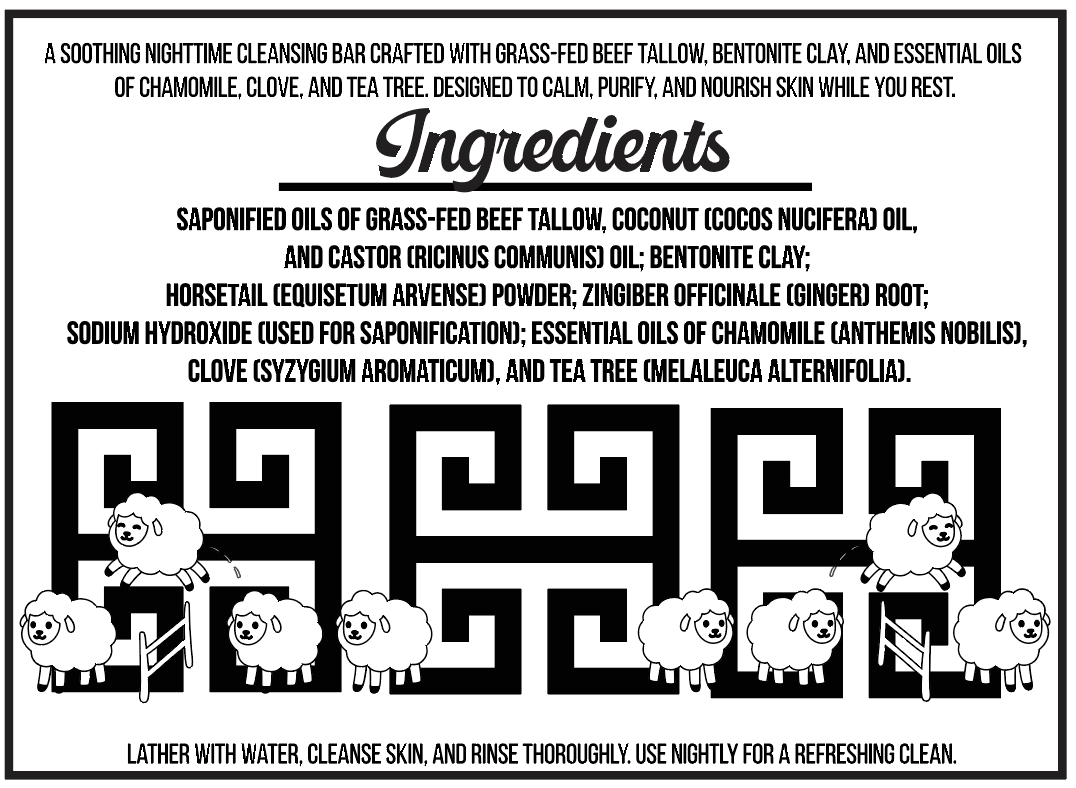 Nighttime Soap Bar - Grass Fed Tallow, Eucalyptus, And Medicinal Ingredient