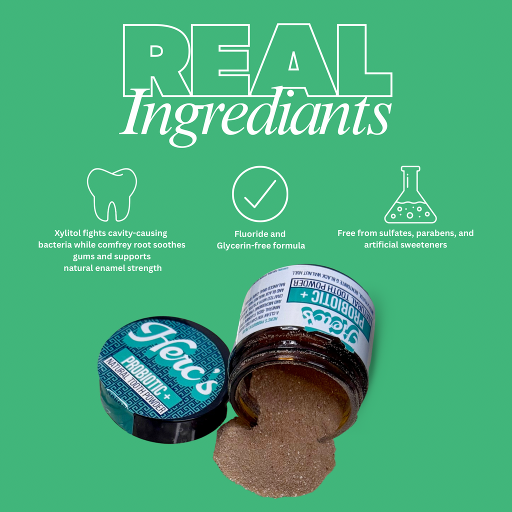 Probiotic Plus Tooth Powder – Natural Oral Microbiome Tooth Powder with Xylitol & Bentonite Clay